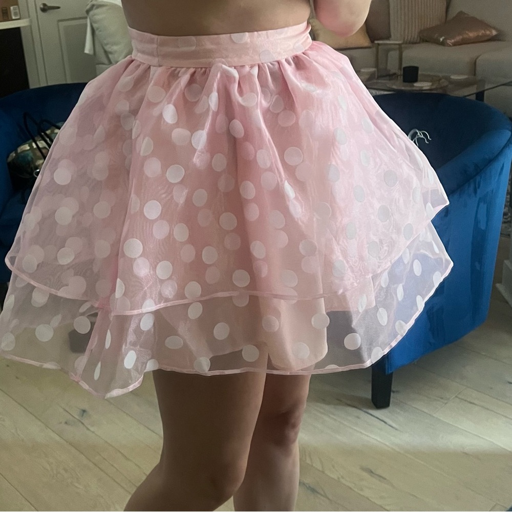 NBD Pink tiered Mini Skirt sz M